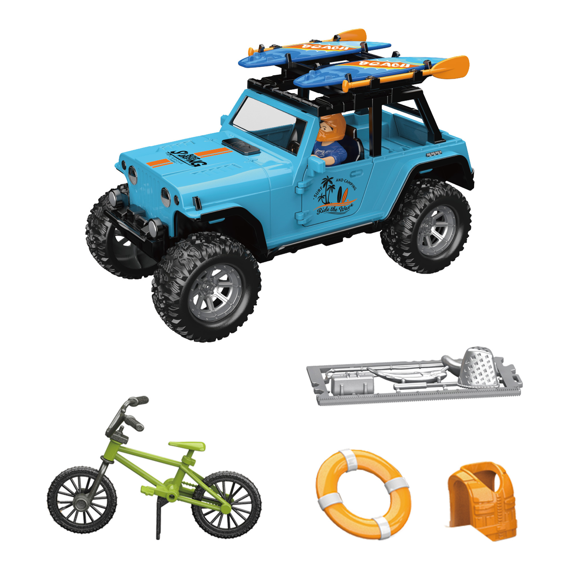 Ігровий набір OTAMANKO Автотуризм Позашляховик з 2 дошками для серфінгу та велосипед