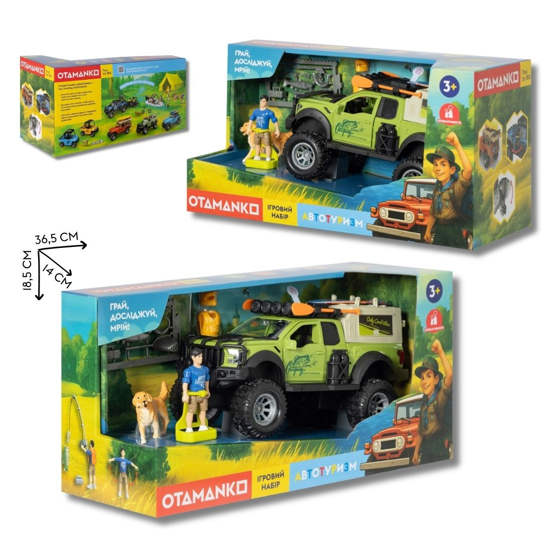 Ігровий набір OTAMANKO Автотуризм Позашляховик з дошкою для серфінгу та собакою