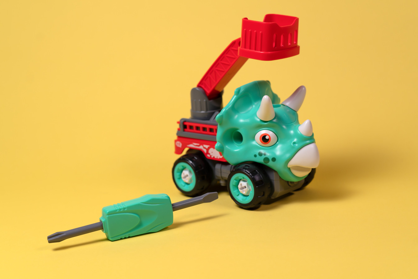 Машинка-конструктор OTAMANKO Трицератопс пожежна драбина Блакитний/червоний