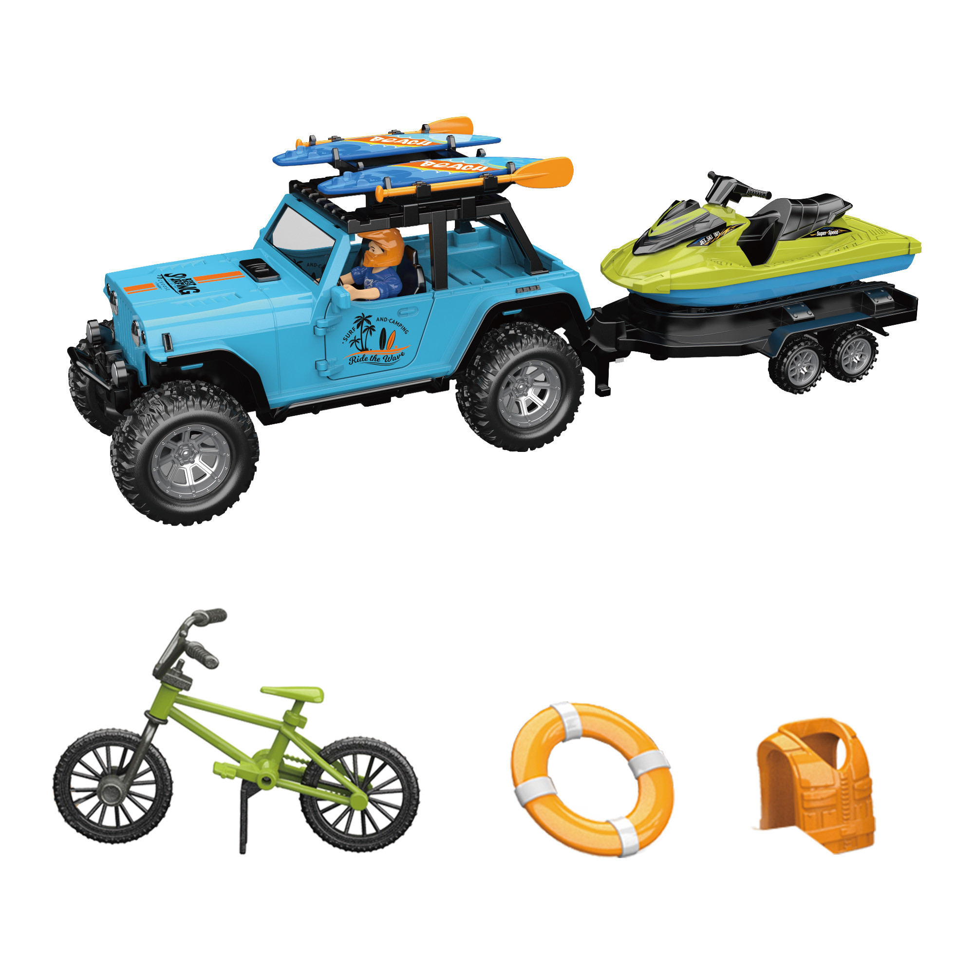 Ігровий набір OTAMANKO Автотуризм Позашляховик з 2 дошками для серфінгу та гідроциклом