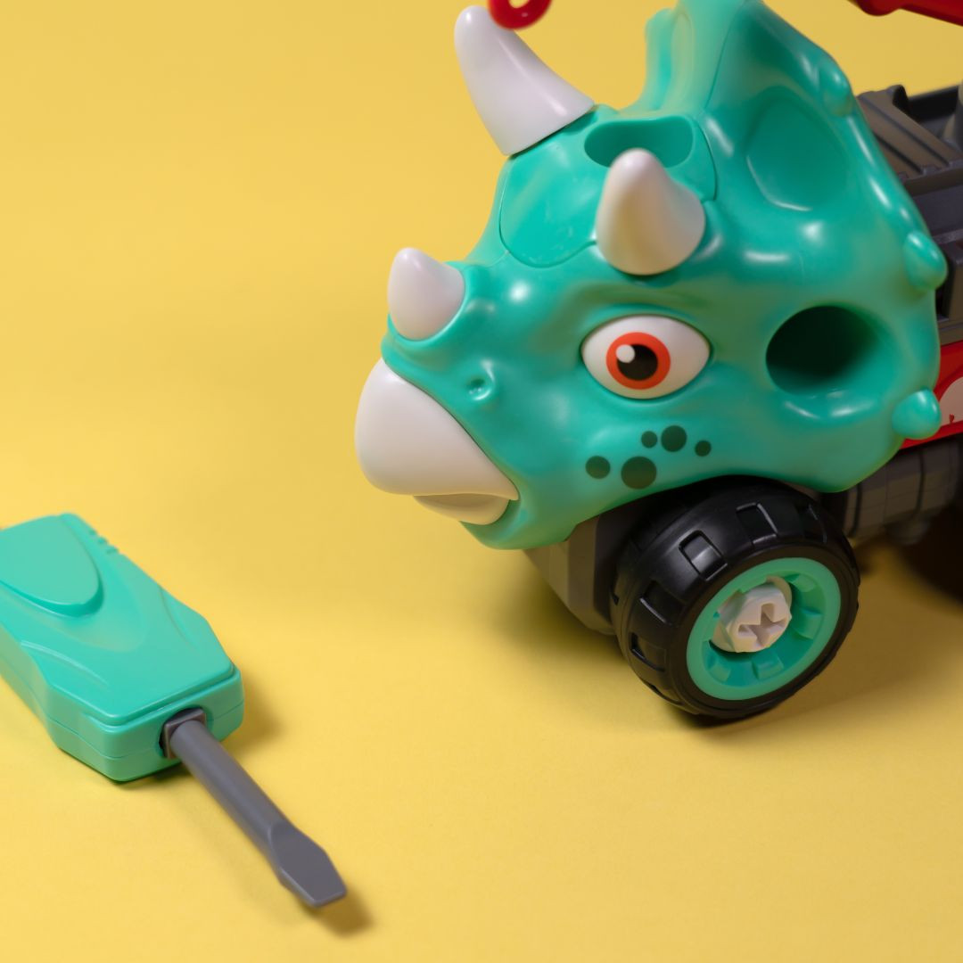 Машинка-конструктор OTAMANKO Трицератопс кран Блакитний/червоний