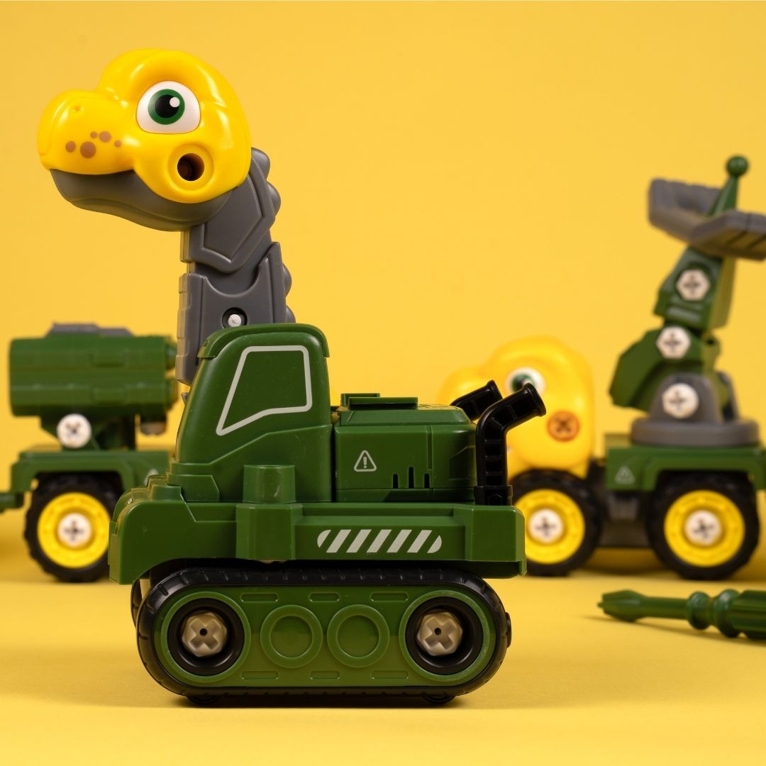 Машинка-конструктор OTAMANKO Трансформер Динозавр 5 в 1 Зелений/жовтий