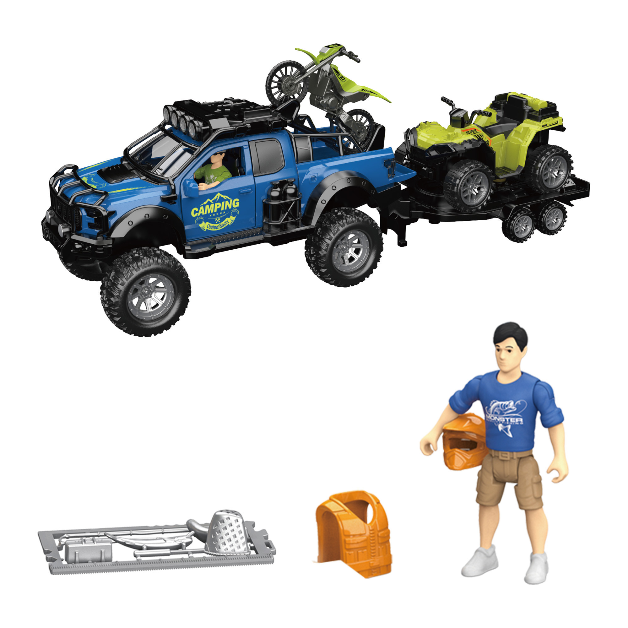 Ігровий набір OTAMANKO Автотуризм Позашляховик з квадроциклом та мотоциклом