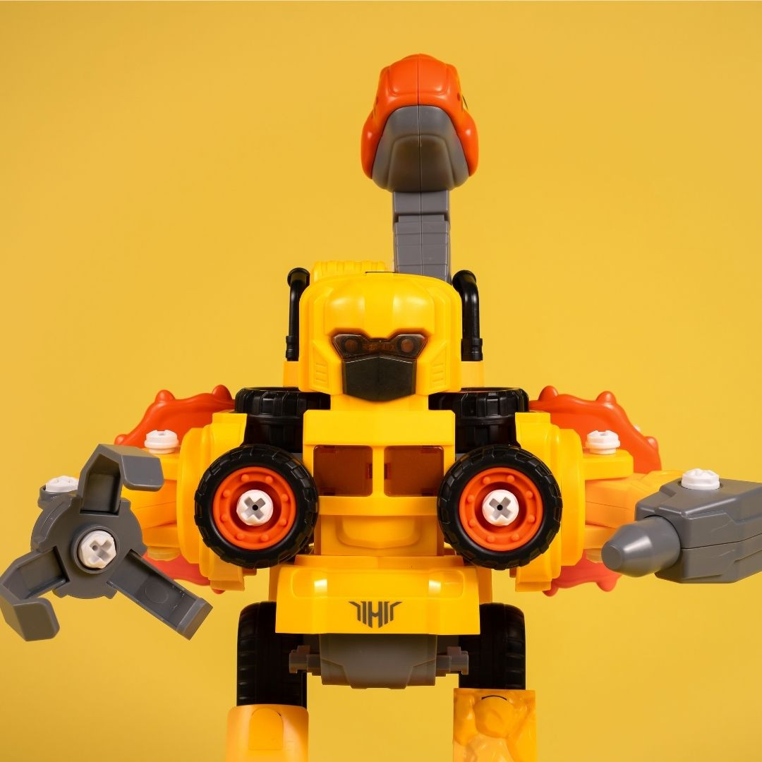 Машинка-конструктор OTAMANKO Трансформер Динозавр 5 в 1 Жовтий/помаранчевий