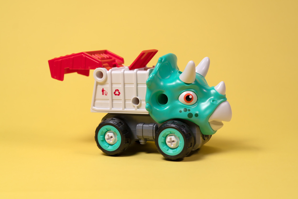 Машинка-конструктор OTAMANKO Трицератопс сміттєвоз Блакитний/червоний