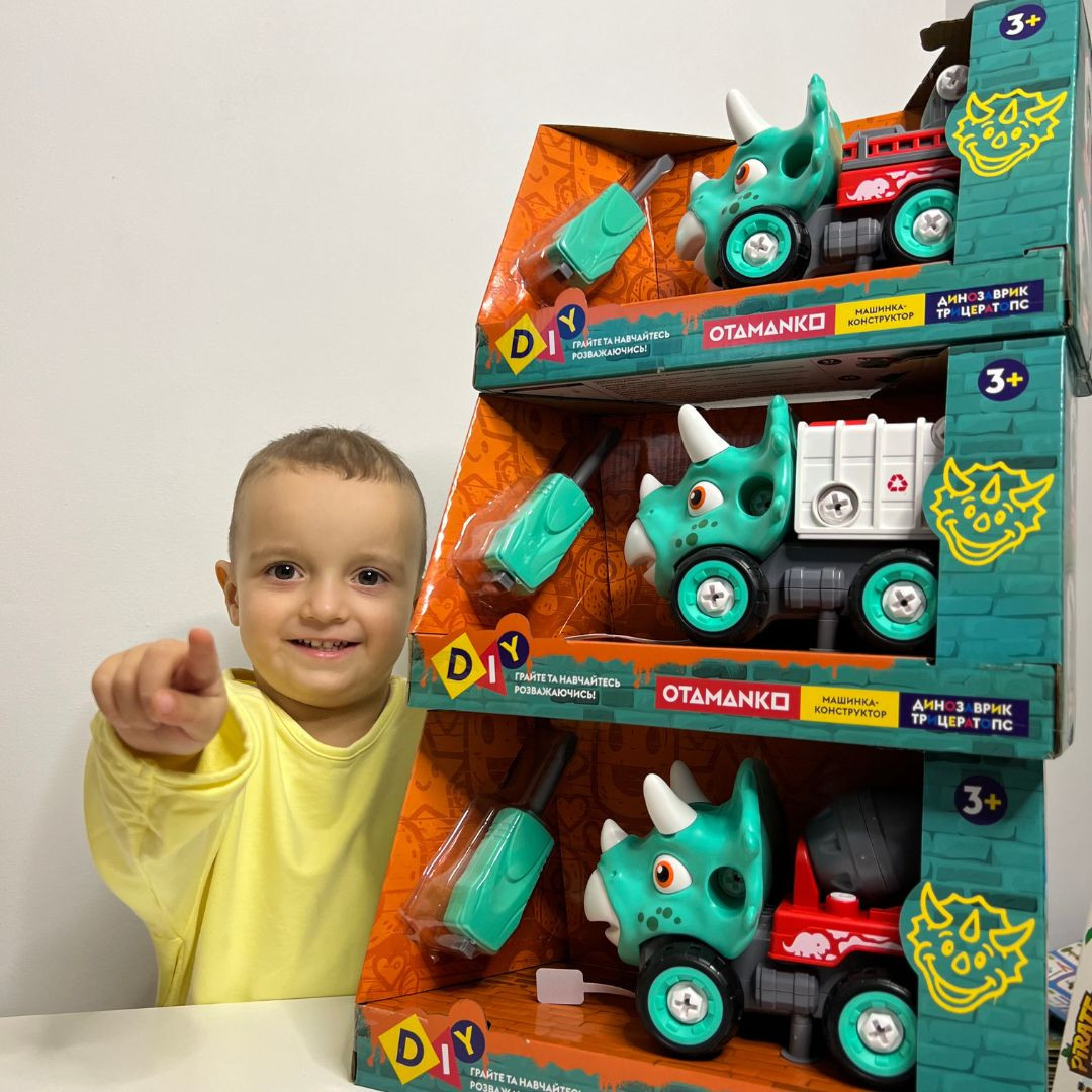 Машинка-конструктор OTAMANKO Трицератопс бетонозмішувач Блакитний/червоний