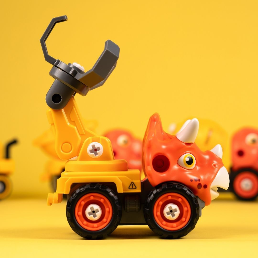 Машинка-конструктор OTAMANKO Трансформер Динозавр 5 в 1 Жовтий/помаранчевий