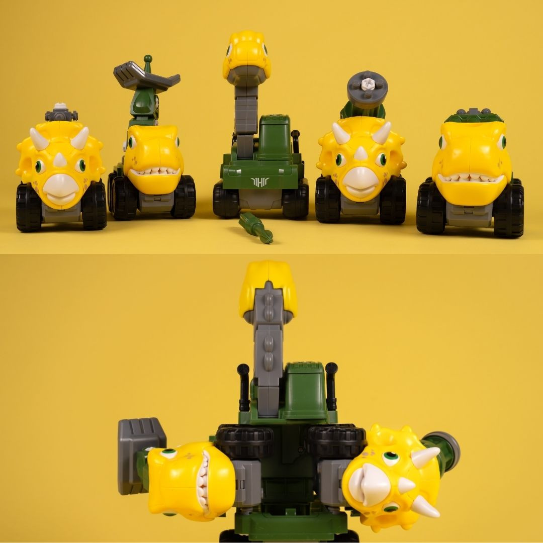 Машинка-конструктор OTAMANKO Трансформер Динозавр 5 в 1 Зелений/жовтий