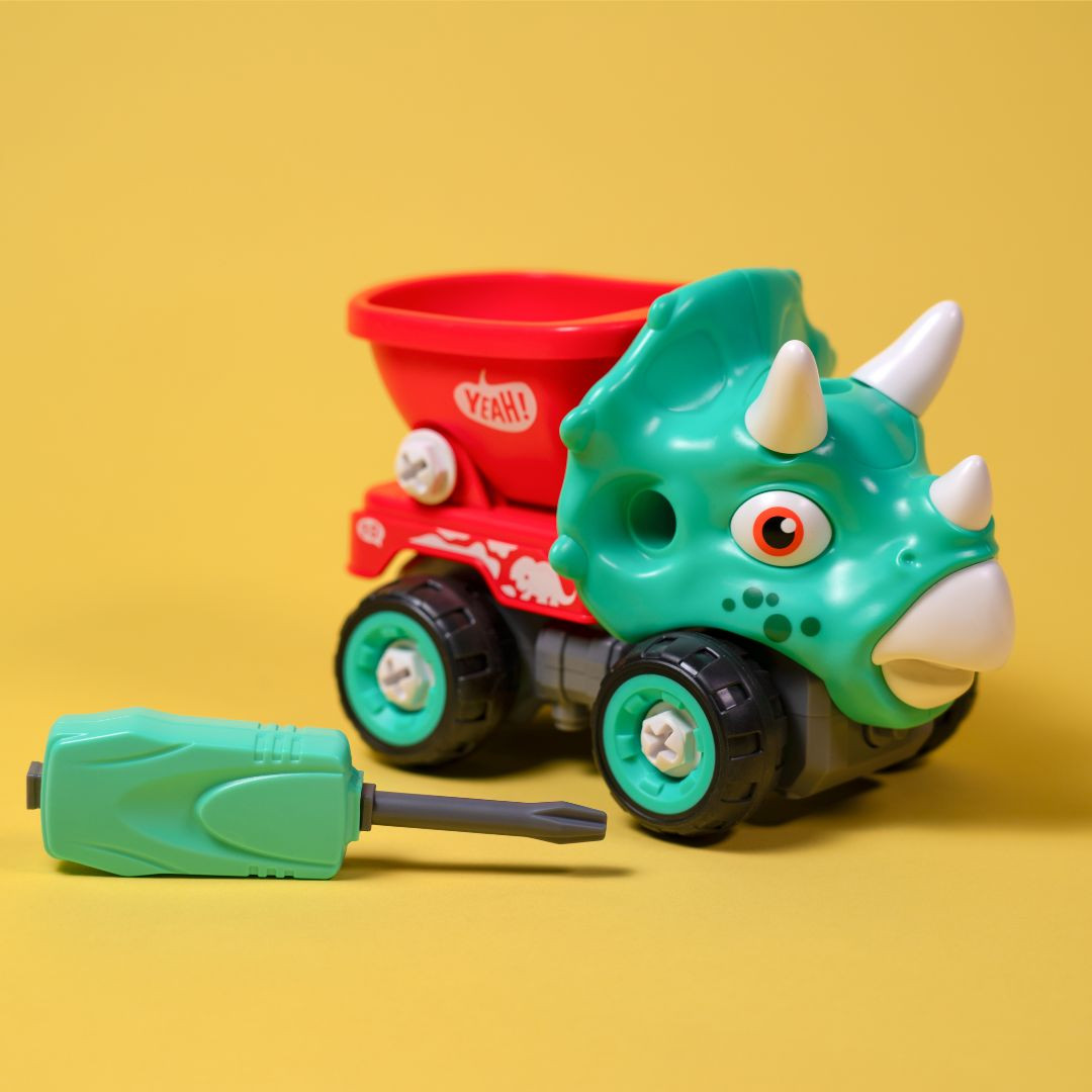 Машинка-конструктор OTAMANKO Трицератопс самоскид Блакитний/червоний