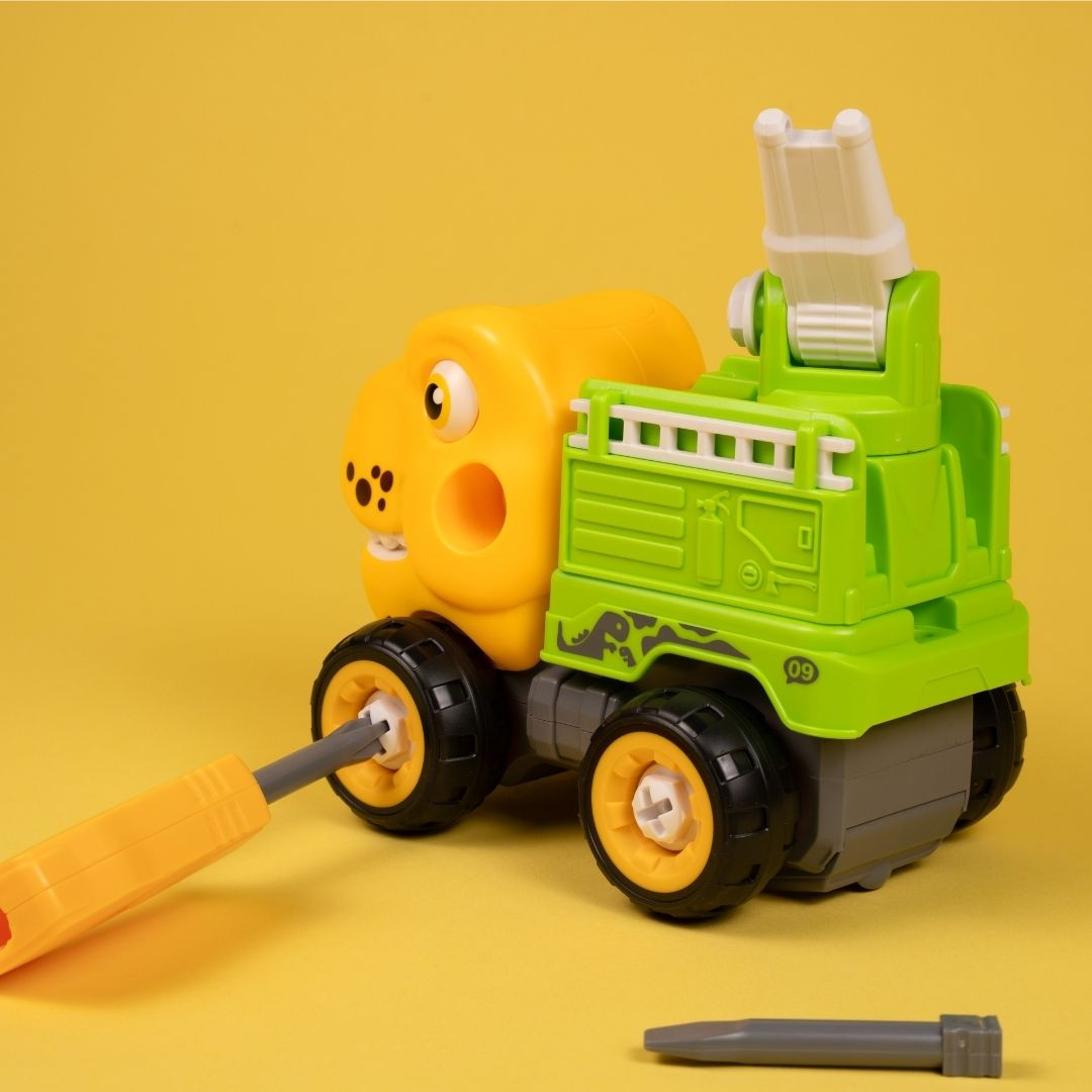 Машинка-конструктор OTAMANKO Тиранозавр пожежна машина Жовтий/зелений