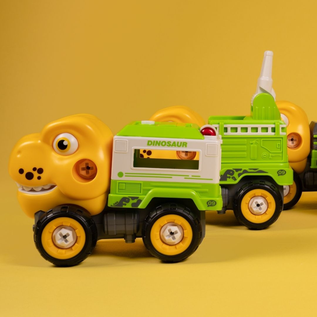 Машинка-конструктор OTAMANKO Тиранозавр пожежна машина Жовтий/зелений