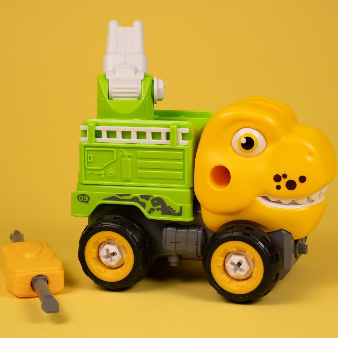 Машинка-конструктор OTAMANKO Тиранозавр пожежна машина Жовтий/зелений