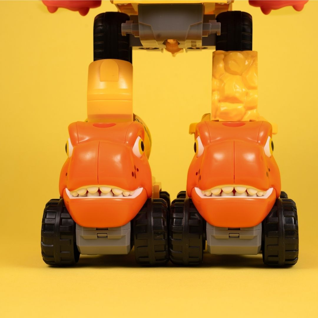 Машинка-конструктор OTAMANKO Трансформер Динозавр 5 в 1 Жовтий/помаранчевий