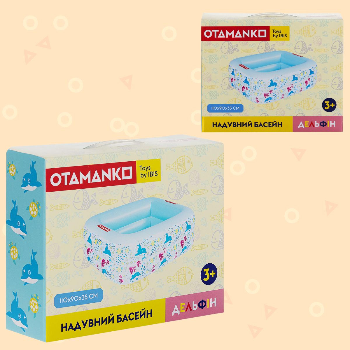 Надувний басейн прямокутний OTAMANKO Дельфін