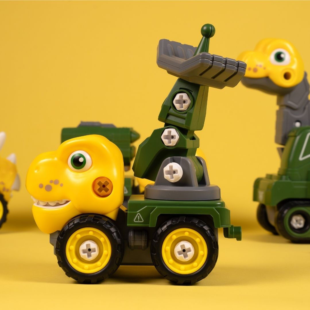 Машинка-конструктор OTAMANKO Трансформер Динозавр 5 в 1 Зелений/жовтий