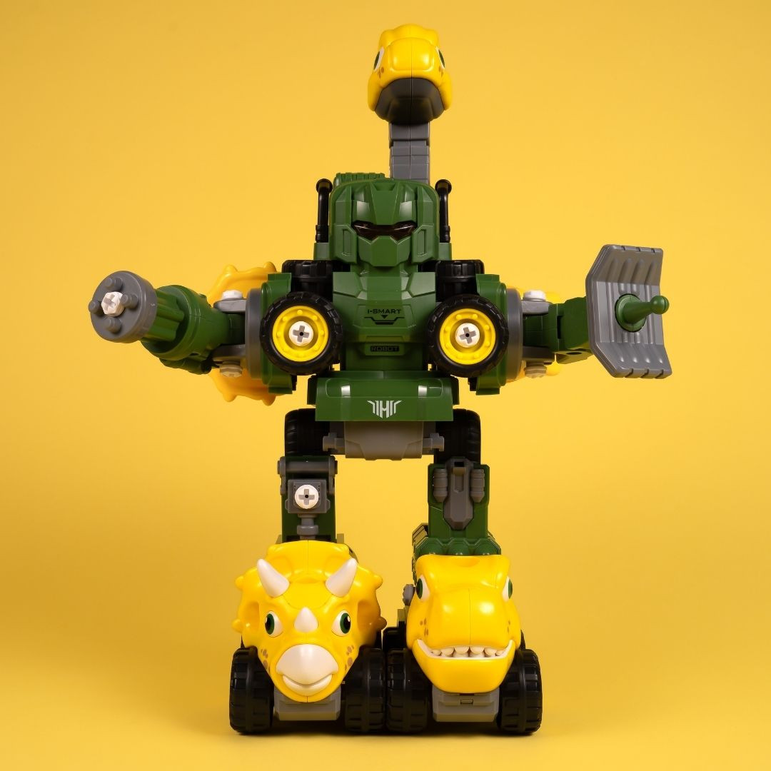 Машинка-конструктор OTAMANKO Трансформер Динозавр 5 в 1 Зелений/жовтий