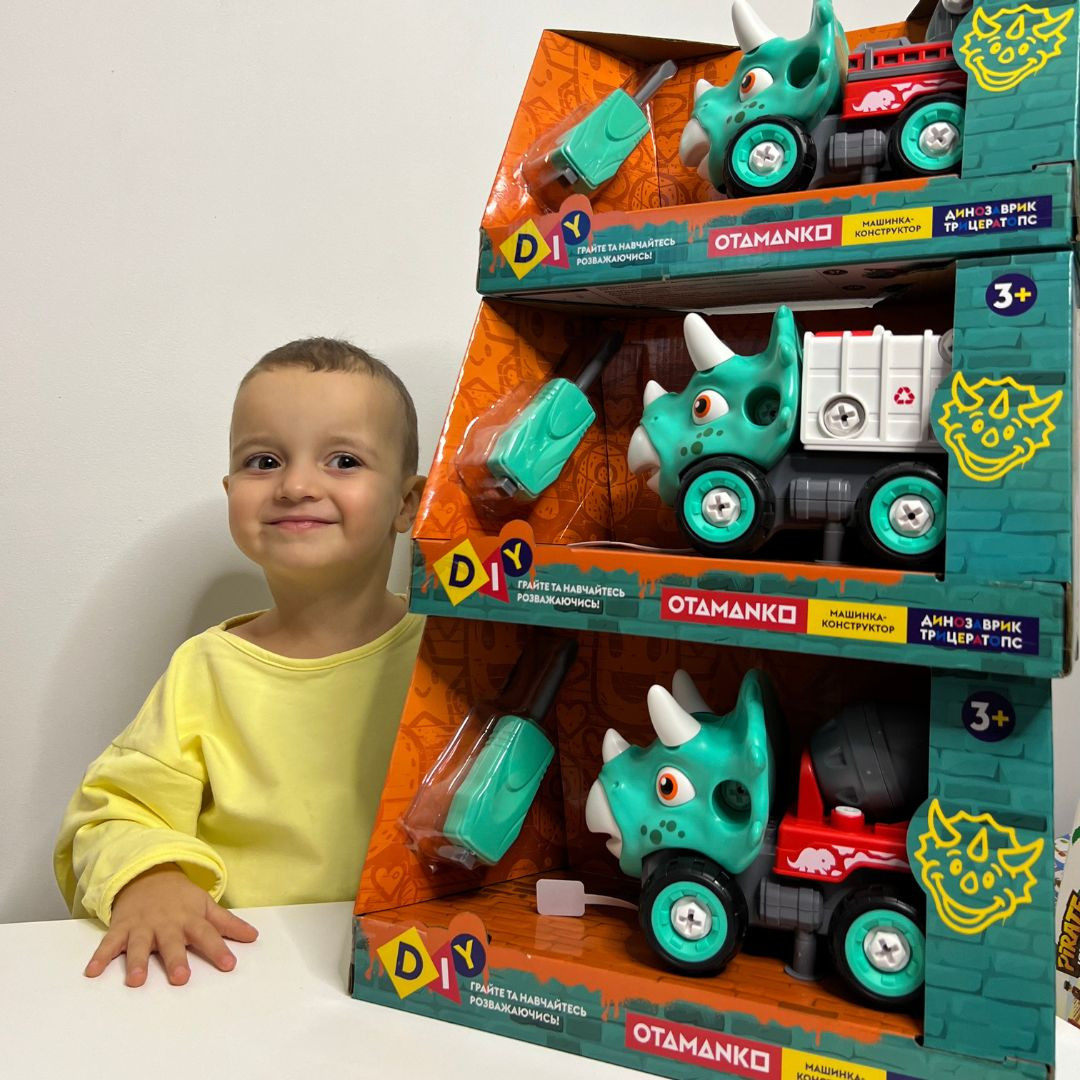 Машинка-конструктор OTAMANKO Трицератопс пожежна драбина Блакитний/червоний