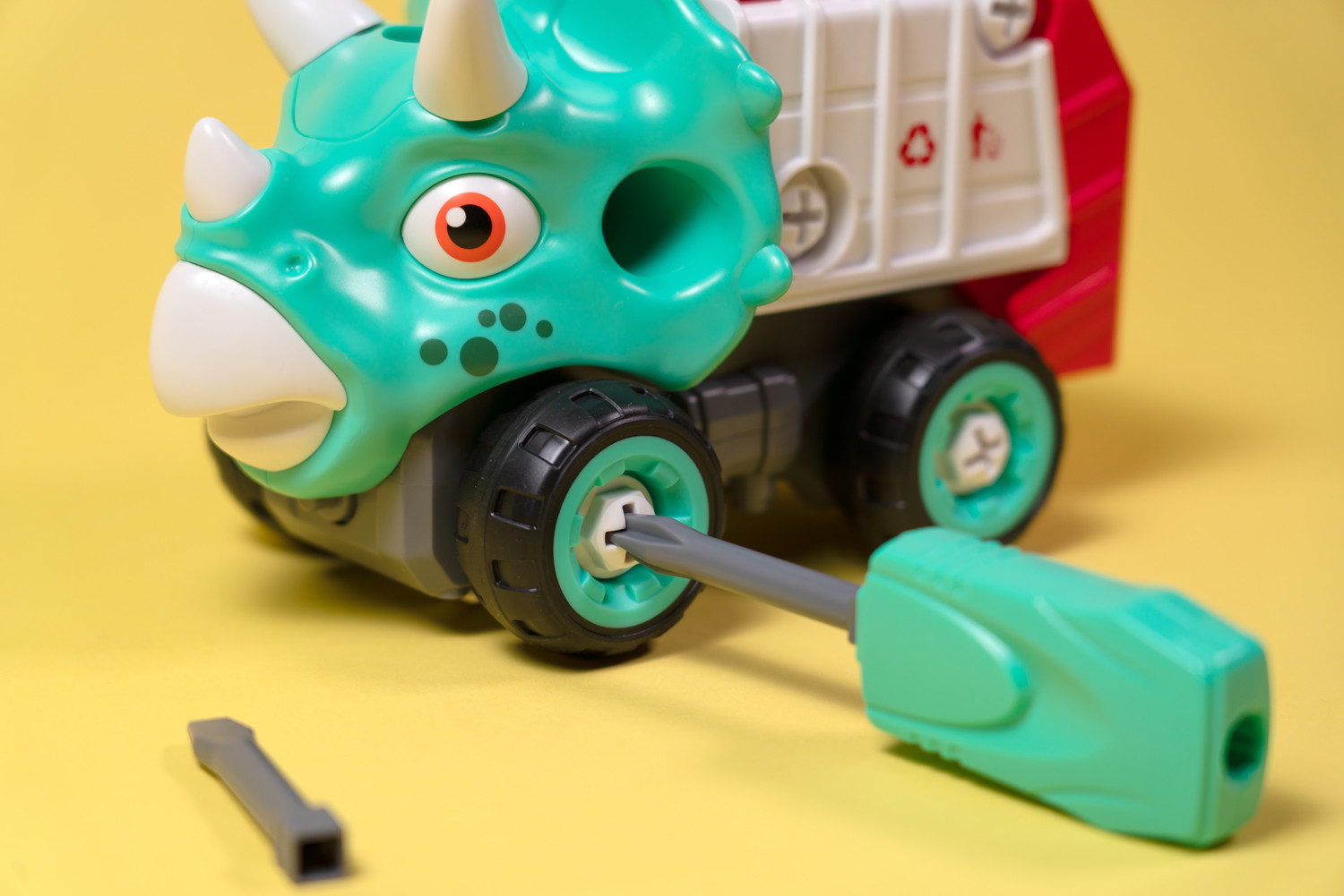 Машинка-конструктор OTAMANKO Трицератопс сміттєвоз Блакитний/червоний